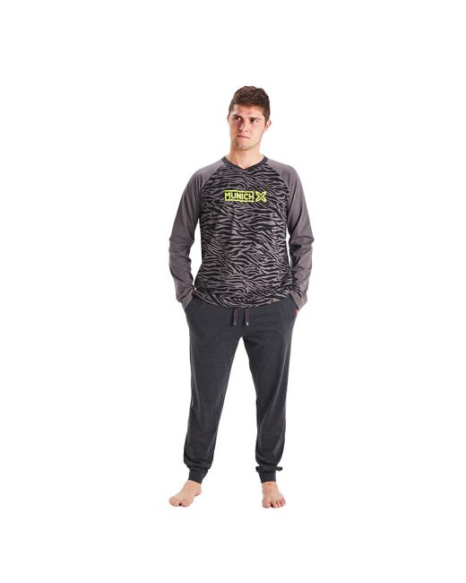 Munich Gray Winter Pajamas Long Sleeve Round Neck Mu1 for men