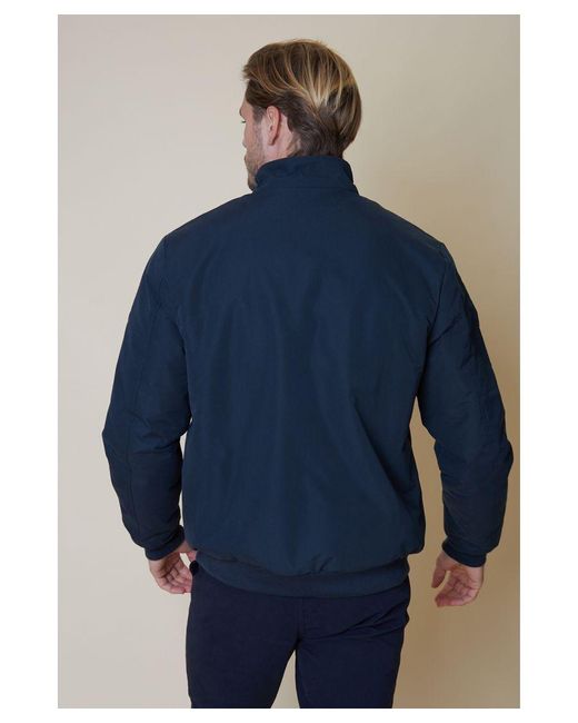 Threadbare Blue Showerproof Borg Lined Harrington Jacket for men