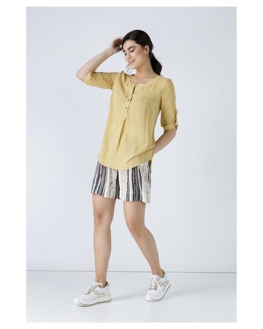 Conquista Yellow Linen Look Blouse