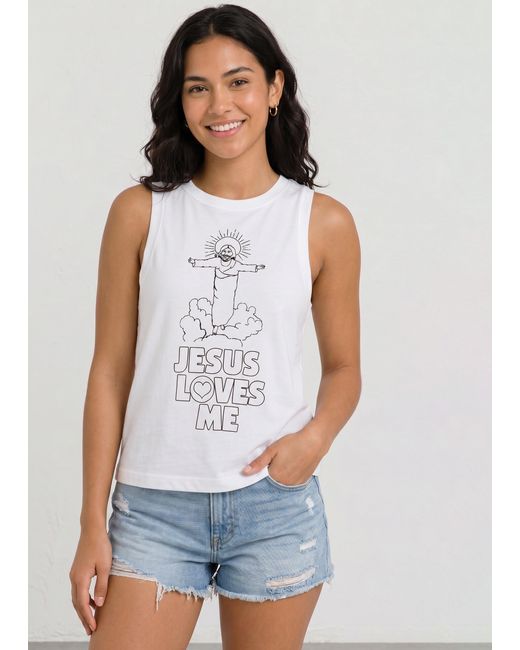 Gini London White Cotton Jersey Printed Cami Top