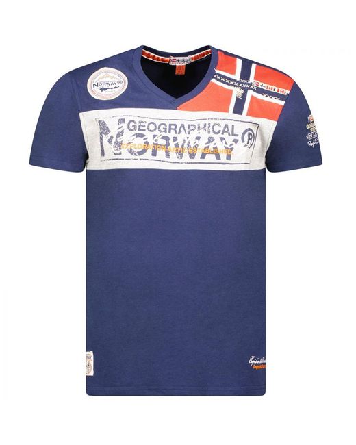 GEOGRAPHICAL NORWAY Herren-kurzarm-t-shirt Sx1130hgn in het Blue voor heren