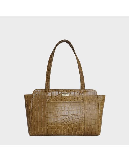 Assots London Multicolor 'judith' Mustard Croc Real Leather Shoulder Bag