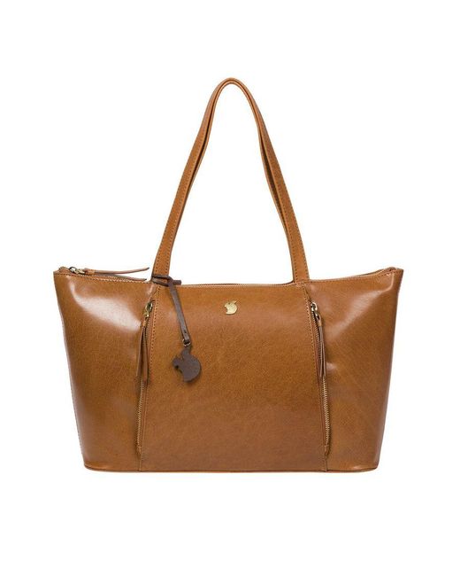 Conkca London Brown 'clover' Dark Tan Leather Tote Bag