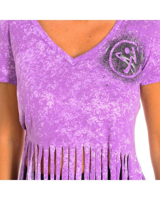 Zumba Purple Short-Sleeved V-Neck Sports T-Shirt Z1T00401