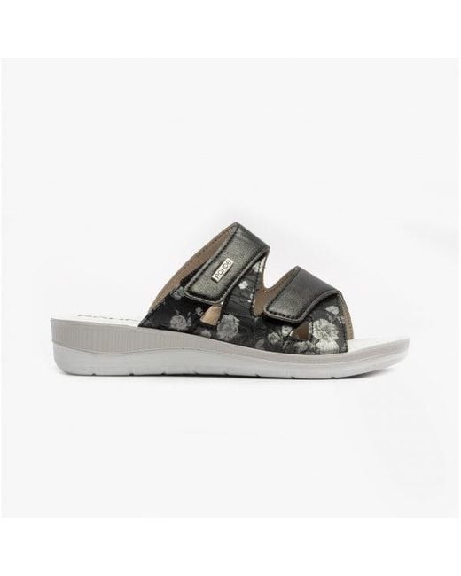 Rohde Black 1361 Ladies Slip-On Mule Sandals
