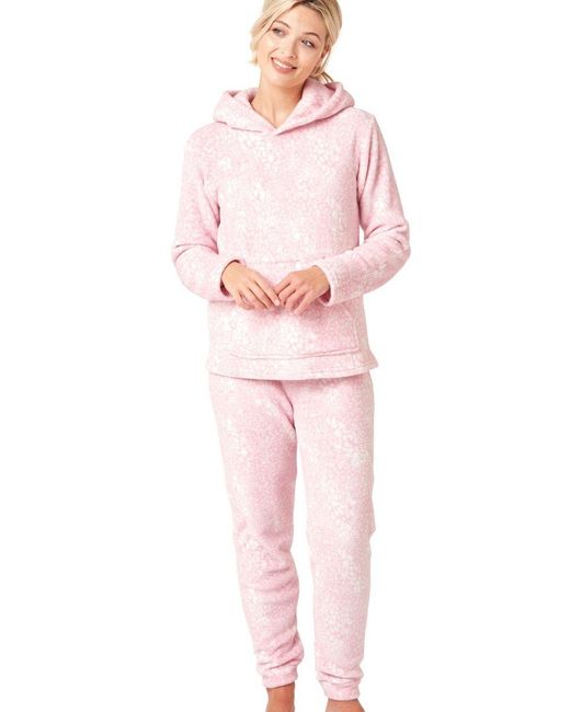 Marlon Pink Pastel Animal Print Long Sleeve Hooded Pyjama Set