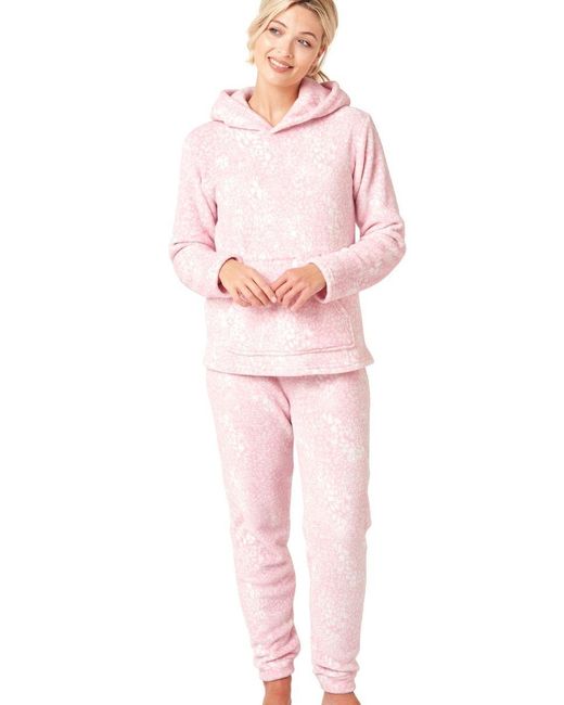 Marlon Pink Pastel Animal Print Long Sleeve Hooded Pyjama Set