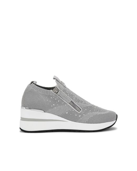 Carvela Kurt Geiger Gray Trainer Silver Fabric High Rise