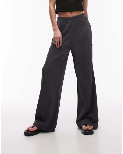 TOPSHOP Blue Casual Plisse Trouser