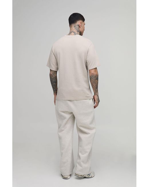 BoohooMAN Natural Tall Essential Regular Waffle T-Shirt for men