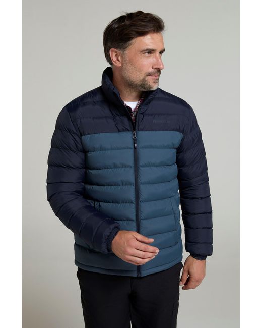 Mountain Warehouse Blue Seasons' Printed Padded Jacket Water Resistant Winter Coat for men