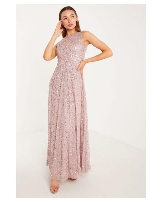 Quiz Pink Sequin Maxi Dress