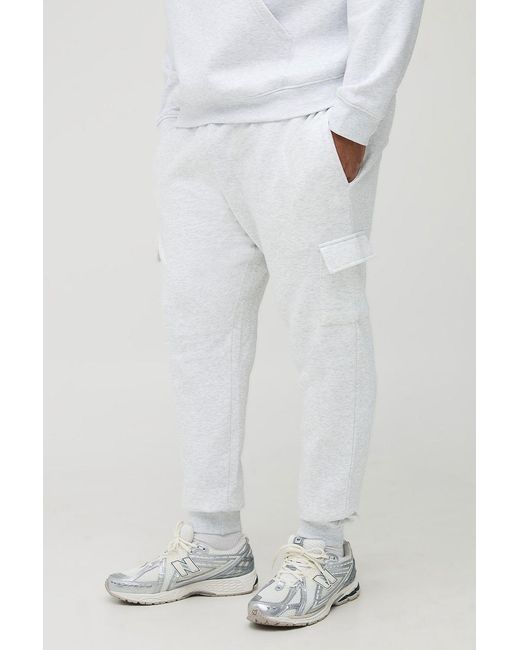BoohooMAN White Plus Basic Skinny Fit Cargo Jogger for men