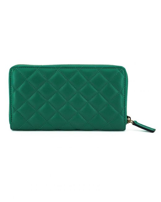 Versace Green Authentic Long Zip Around Wallet