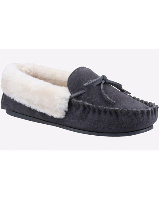 Cotswold Blue Sopworth Moccasin Slipper