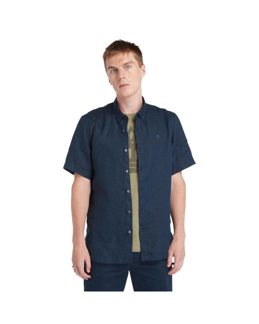 Timberland Blue Mill Brook Linen Short-Sleeve Shirt for men