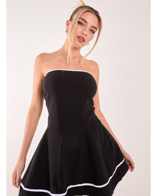 Pink Vanilla Natural Bandeau Contrast Binding Mini Dress