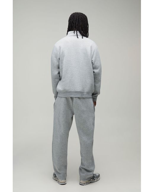 BoohooMAN Gray Regular Funnel Zip Through Sweatshirt And Straight Leg Jogger for men