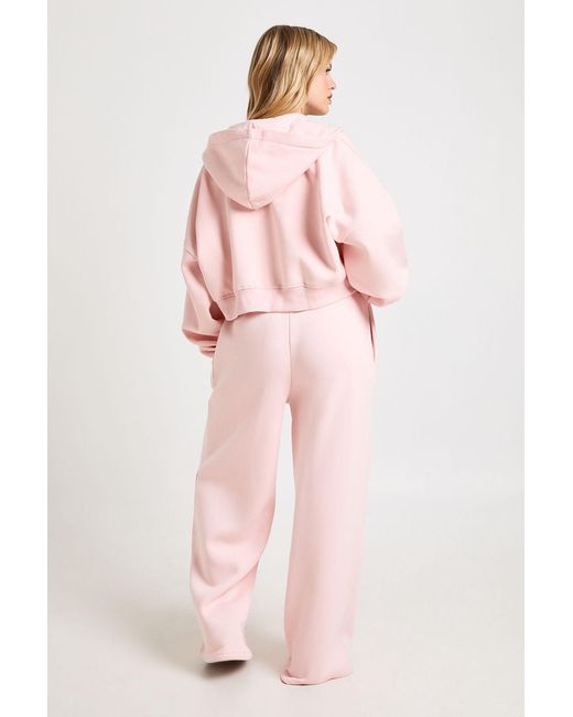 Boohoo Pink Petite Pintuck Detail Straight Leg Jogger