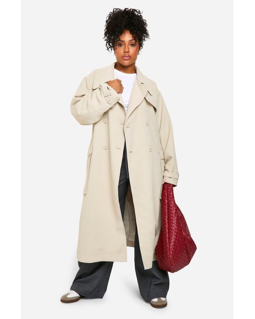 Boohoo Natural Plus Belted Trench Coat