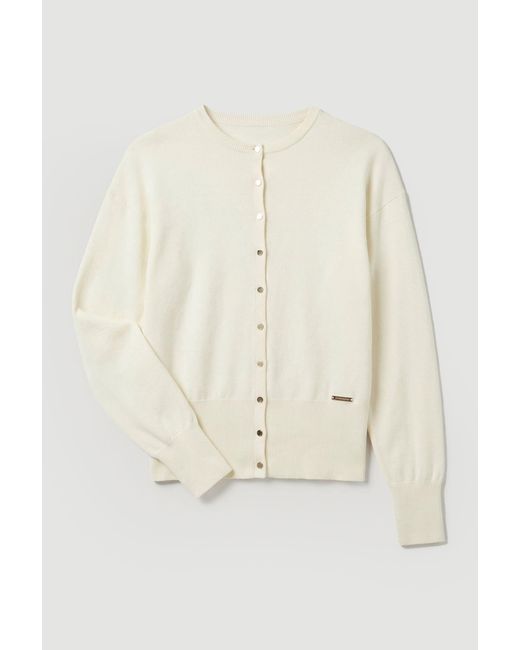 Karen Millen White Viscose Blend Knit Balloon Sleeve Cardigan