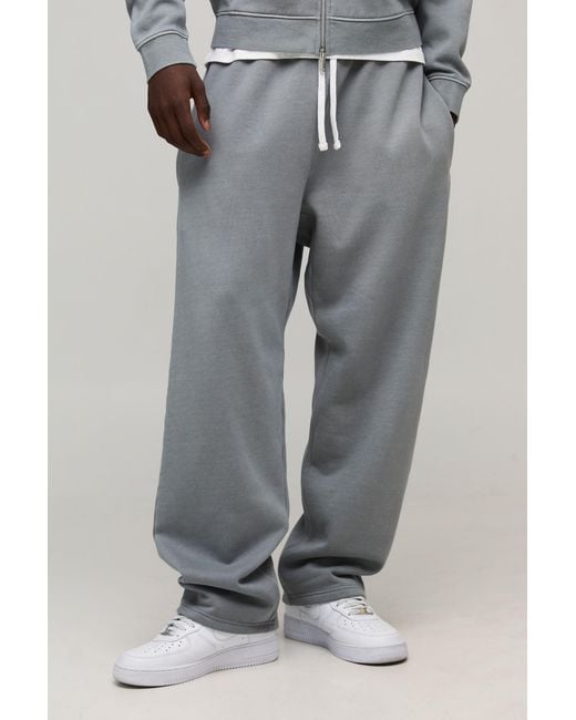 BoohooMAN Gray Essential Washed Baggy Drop Crotch Jogger for men
