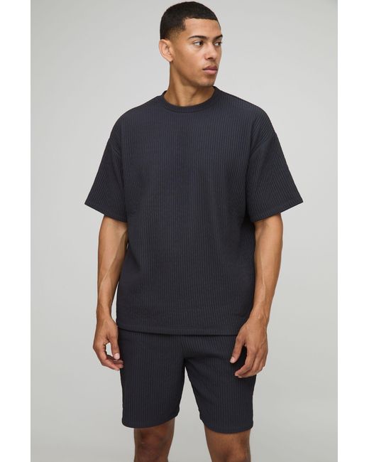 BoohooMAN Black Oversized T-Shirt & Relaxed Shorts Lounge Set for men