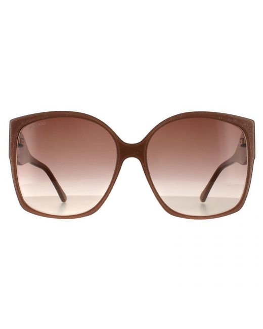 Jimmy Choo Brown Square Nude Glitter Gradient 90041091