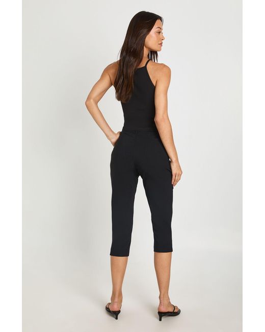 Boohoo Black Tall Bengaline Split Hem Capri