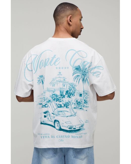 BoohooMAN Blue Oversized Over The Seams Monte Carlo T-Shirt Cotton for men