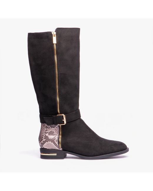 Lotus Black Harper Boots Microfibre/Snake