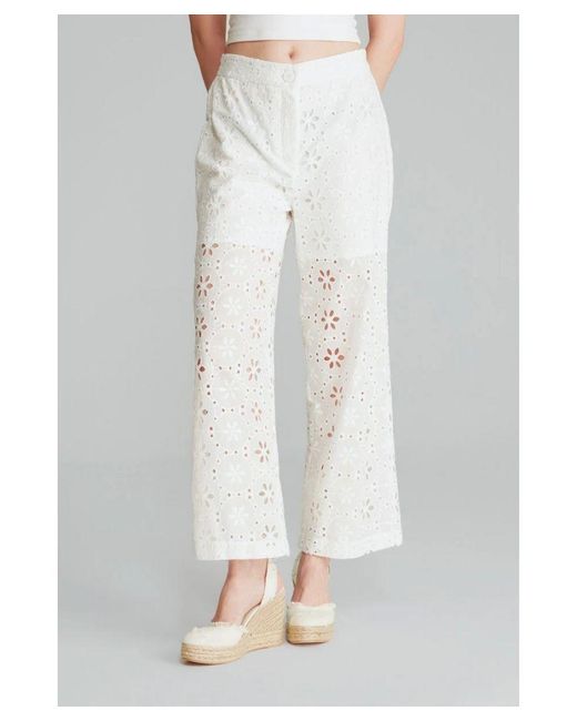GUSTO White Embroidered Trousers