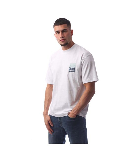 Boss White Crew Neck Short Sleeve Regular Fit T-Shirt for men