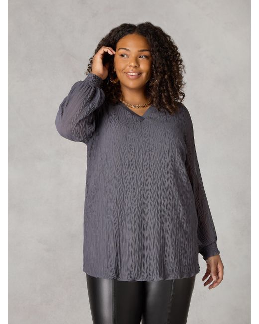 Live Unlimited Gray Textured Rib Trim Blouse