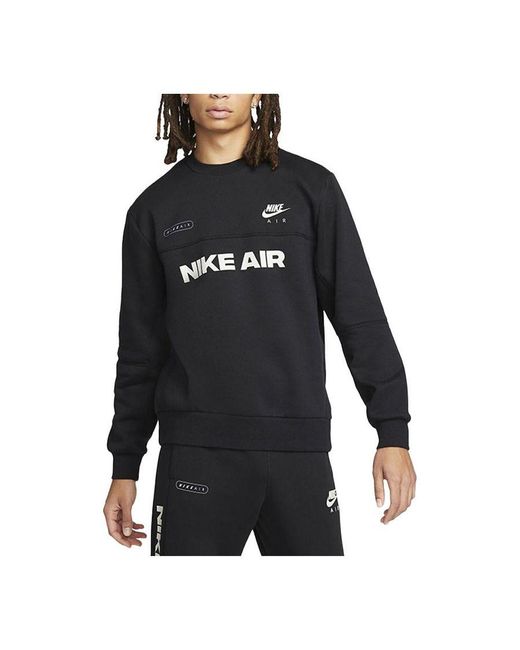 Nike Black Air Crewneck Brushed Back Fleece Tracksuit for men