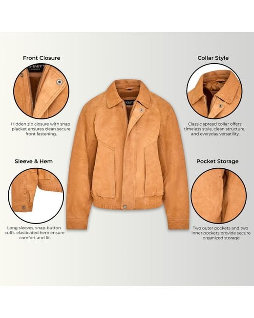 Infinity Leather Orange Biker Bomber Oversized Jacket