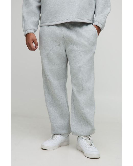 BoohooMAN Gray Plus Oversized Heavyweight Marl Scuba Cuff Joggers for men
