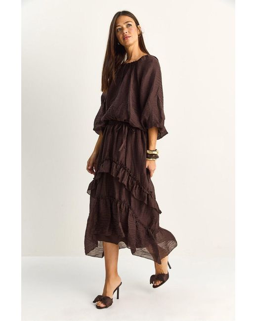 Bianco Lucci Brown Elastane Blouse