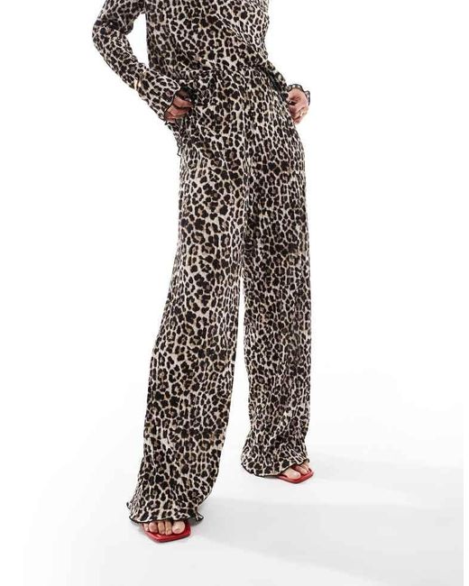 Pieces Multicolor Plisse Wide Leg Trouser Co-Ord
