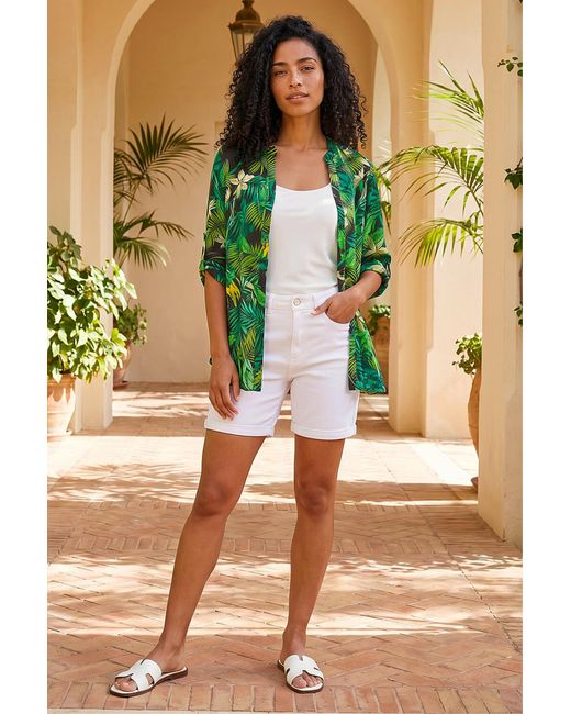 Roman Green Tropical Print Woven Overshirt