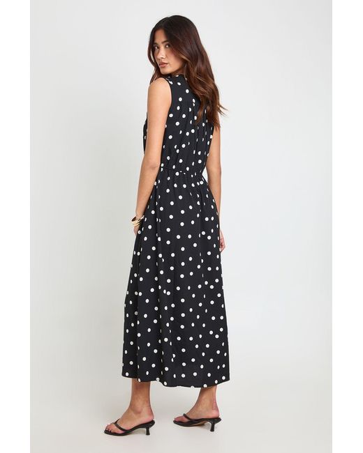 Boohoo White Polka Dot Tie Front Midaxi Dress