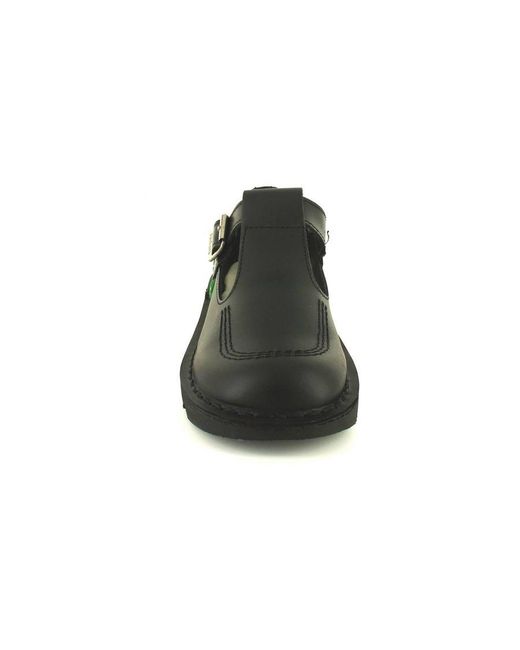 Kickers Black Shoes Work School Aztec Leather Buckle