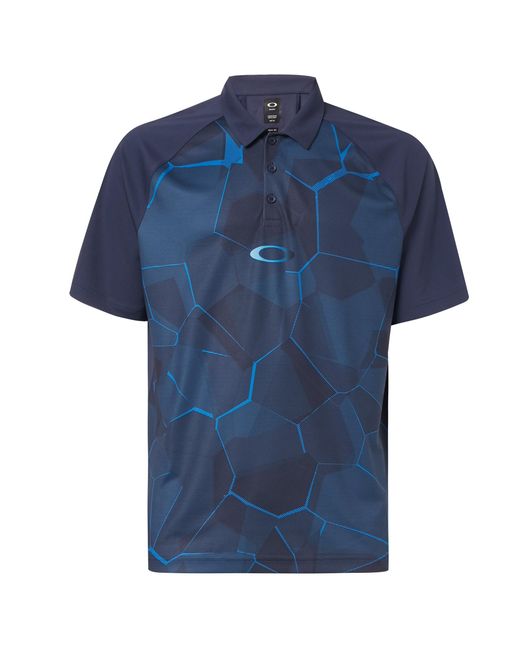 Oakley Blue Sleeve Collared Mirror Golf Graphic Polo Shirt 434430 6Fb for men