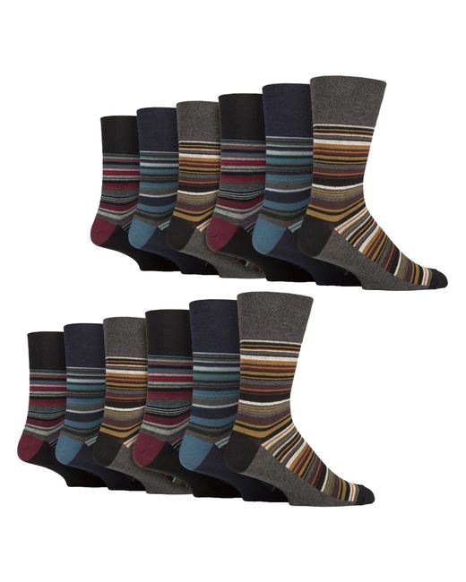 Gentle Grip Black 12 Pairs Cotton Socks for men
