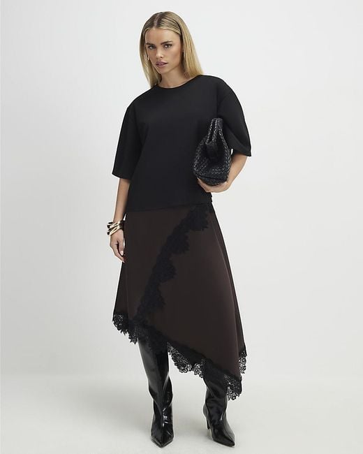 River Island Black Maxi Dress Petite Lace Hybrid T-Shirt
