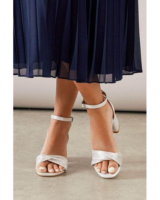 Wallis Blue Wide Fit Sophia Soft Twist Low Block Heel Sandals