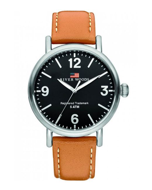River Woods Black Delaware Watch Rw420038 Leather for men