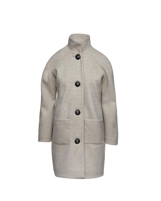 Conquista Gray Faux Mouflon Sand Colour Melange Coat By Fashion