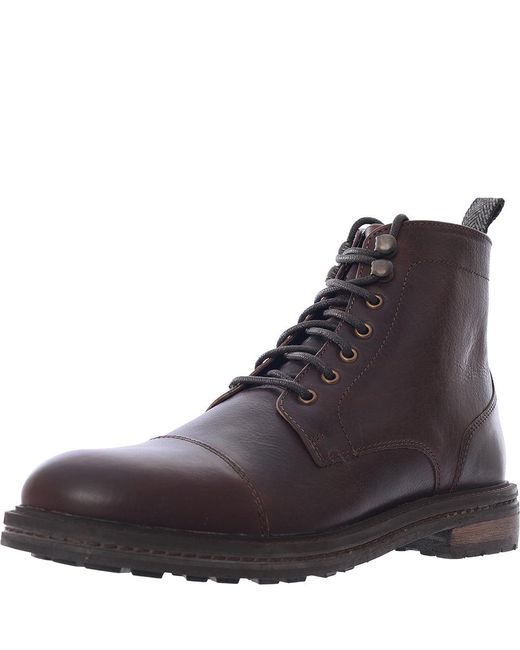 Walk London Purple Waxy Leather Wolf Toe Cap Boots for men