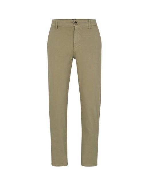 Boss Green Solid Patterned Tapered Chinos for men